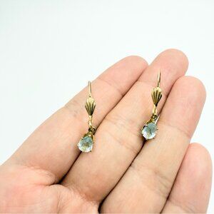 Blue Topaz Gold Vermeil Leverback Earrings